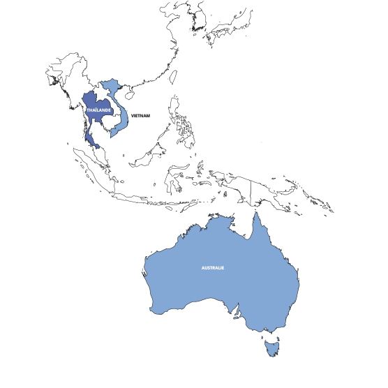 Réseau Asie / Océanie : Thaïlande, Vietnam, Australie